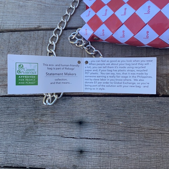 NWT Rebagz Eco Friendly Love Red and White Shoulder Bag - Picture 9 of 16